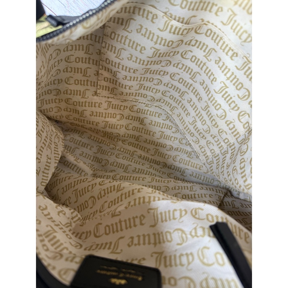 Juicy Couture Black Pebbled Satchel Crossbody Bag Multi Glitter Logo NWT - Picture 10 of 12